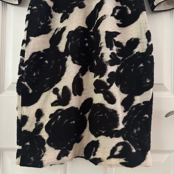 Reiss Lavine Floral Wool Blend Bodycon Dress Black Cream Gold Women's Size 10 - Picture 7 of 15